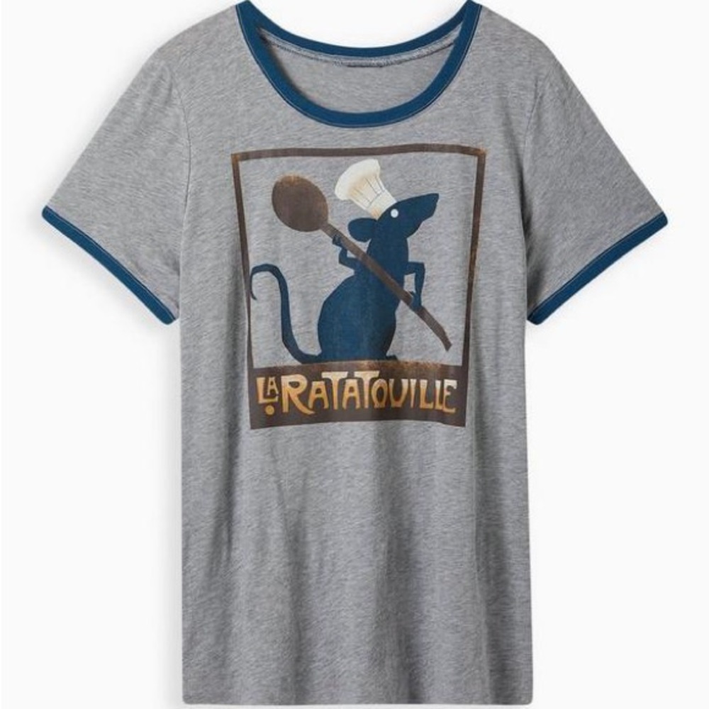 Torrid Disney Pixar Ratatouille Ringer Top Grey T-Shirt Size 00